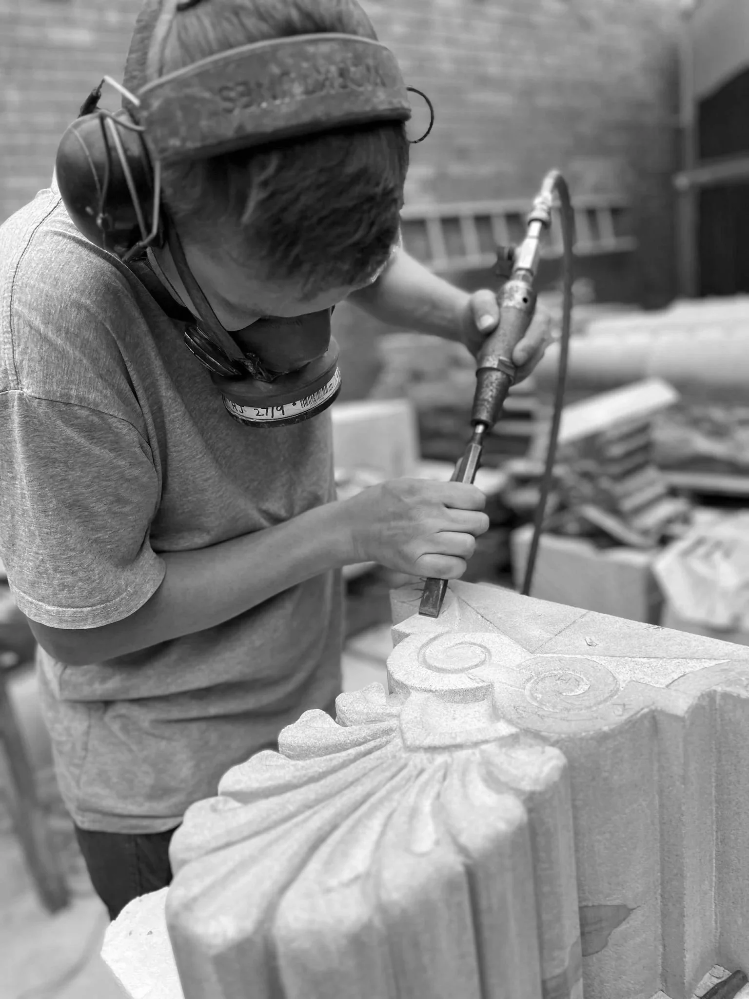 Stonemason at work